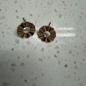 Textured Gold Sunburst Stud Earrings Minimalist